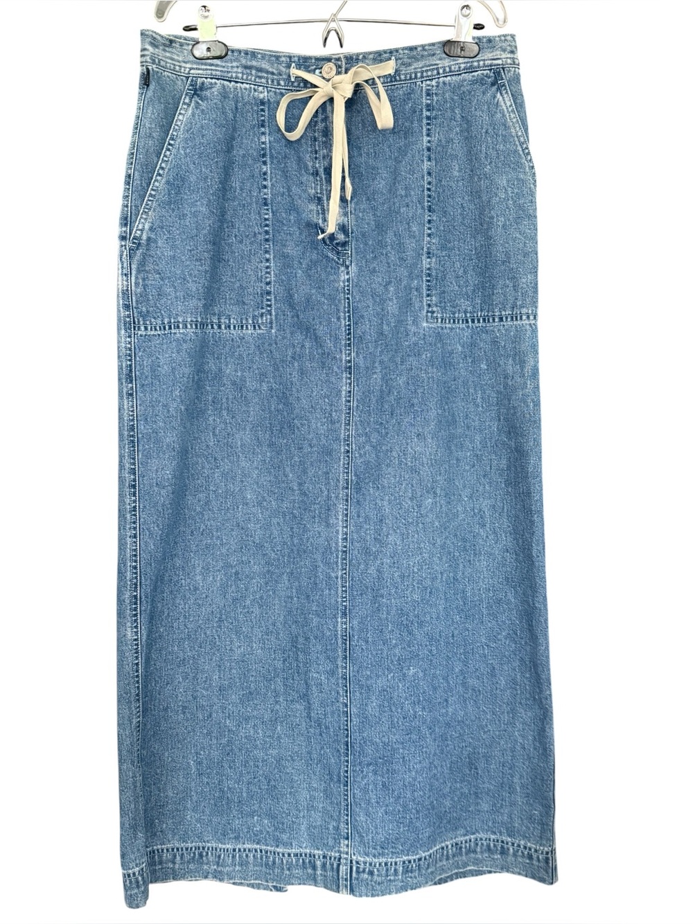 Vintage Lauren Jeans Co Ralph Lauren Denim Maxi Skirt M Drawstring Utility 100%